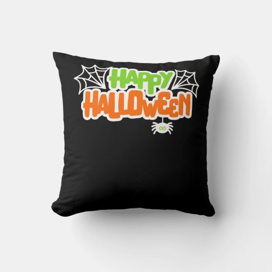 ハッピーハローウィンカラフルかわいいクモの巣 クッション (正面)