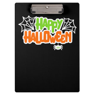 ハッピーハローウィンカラフルかわいいクモの巣 クリップボード