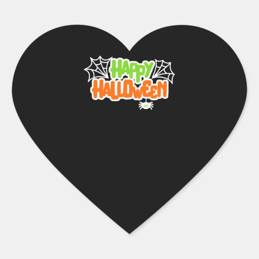 ハッピーハローウィンカラフルかわいいクモの巣 ハートシール (正面)