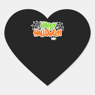 ハッピーハローウィンカラフルかわいいクモの巣 ハートシール