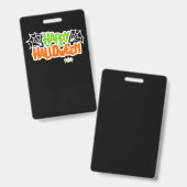 ハッピーハローウィンカラフルかわいいクモの巣 バッジ (正面＆裏面)