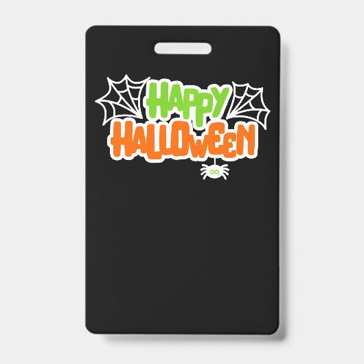 ハッピーハローウィンカラフルかわいいクモの巣 バッジ (正面)
