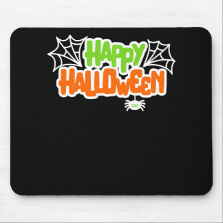 ハッピーハローウィンカラフルかわいいクモの巣 マウスパッド