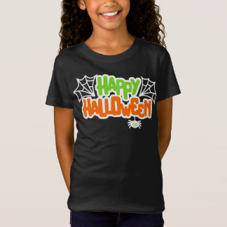ハッピーハローウィンカラフルかわいいクモの巣 Tシャツ