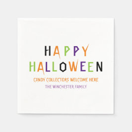 ハッピーハローウィンカラフルカスタム文字 スタンダードカクテルナプキン