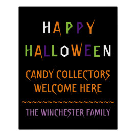 ハッピーハローウィンカラフルスプーキータイポグラフィカスタム ポスター