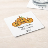 ハッピーハローウィンカワイカボチャカスタムン スクエアペーパーコースター (アングル)