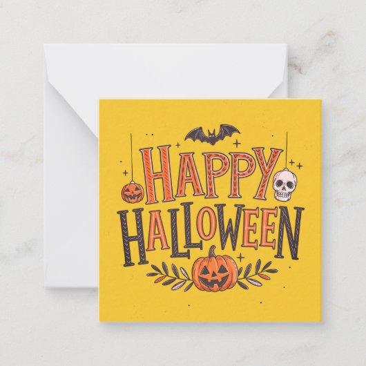 ハッピーハローウィンカードかわいい買い物！ ノートカード (正面)