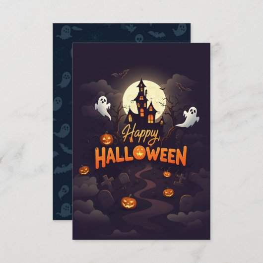 ハッピーハローウィンカード(名パーソナライズされた前) サンキューカード (正面/裏面)