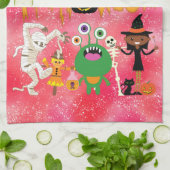 ハッピーハローウィンキッズカワイイ不気味イ キッチンタオル (折り畳み)