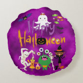 ハッピーハローウィンキッズカワイイ不気味イ ラウンドクッション (裏面)