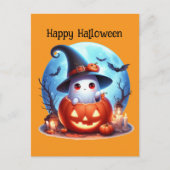 ハッピーハローウィンキッズ幽霊 シーズンポストカード (正面)