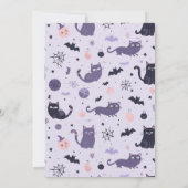 ハッピーハローウィンキャッツパープルフォトホリデーカード カード (裏面)