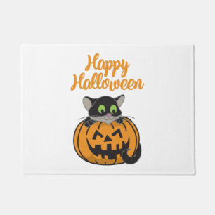ハッピーハローウィンキャットカボチャ ドアマット