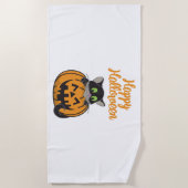 ハッピーハローウィンキャットカボチャ ビーチタオル (正面)