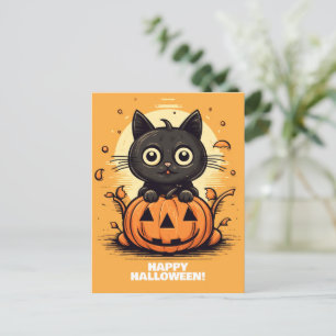 ハッピーハローウィンキャット不気味-猫好きのはがき ポストカード