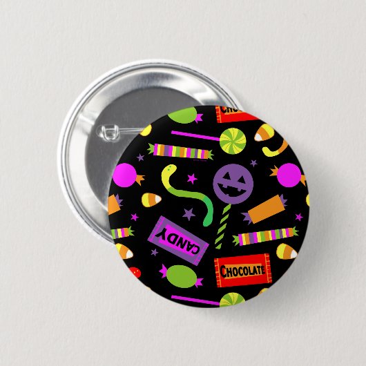 ハッピーハローウィンキャンディパターン 缶バッジ (正面&裏面)