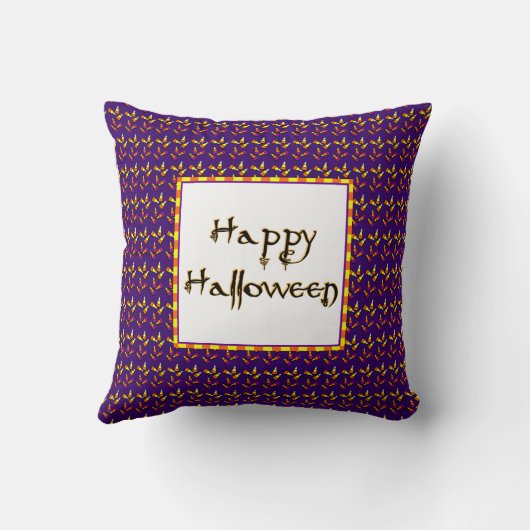 ハッピーハローウィンキャンディーコーンオンパープルピロー クッション (裏面)