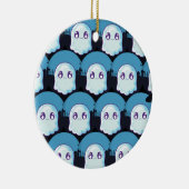 ハッピーハローウィンキュートおもしろいベビー幽霊ブルーパターン セラミックオーナメント (右)
