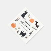 ハッピーハローウィンキュートキャットカボチャこうもり スタンダードカクテルナプキン (角)