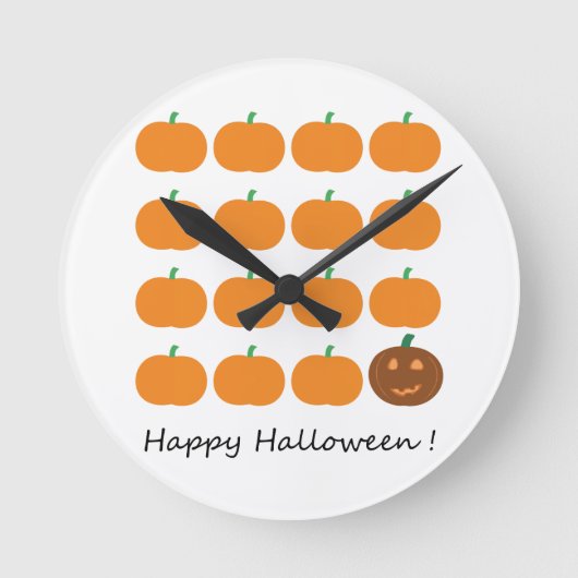 ハッピーハローウィンキュートパンプキンパッチ ラウンド壁時計 (正面)
