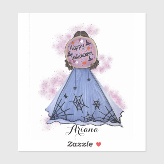 ハッピーハローウィンクッキーイラストレーション名前をカスタムする シール (シート)