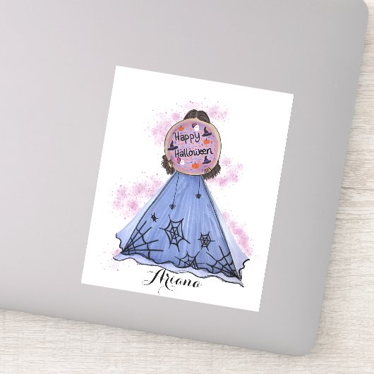 ハッピーハローウィンクッキーイラストレーション名前をカスタムする シール (詳細)