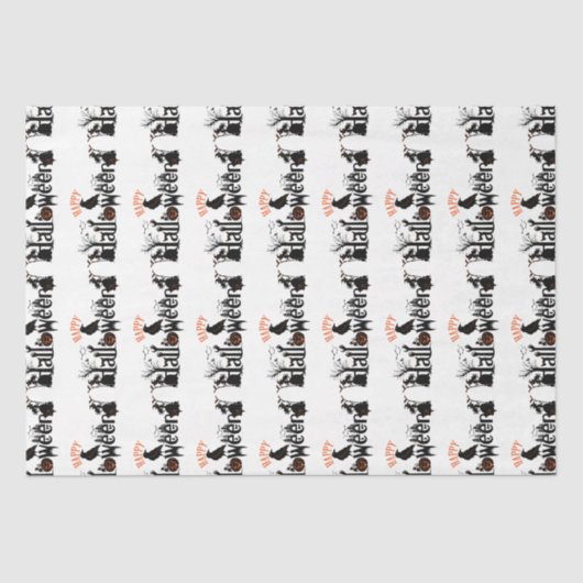 ハッピーハローウィンクリエイティブタイポグラフィコンセプトデザイン 薄葉紙 (正面)