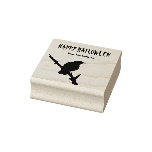 ハッピーハローウィンクロウウッドアートスタンプ ラバースタンプ (スタンプ)