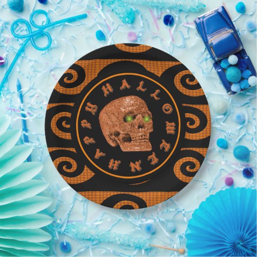ハッピーハローウィングリッタースカル紙プレート ペーパープレート (パーティー)