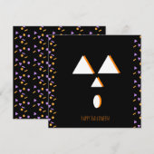 ハッピーハローウィングリーティングカード |パンプキン顔おもしろい サンキューカード (正面/裏面)