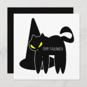 ハッピーハローウィングリーティングカード |怖い黒猫 サンキューカード (正面/裏面)