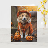 ハッピーハローウィングリーティングカード（犬） カード (黄色い花)