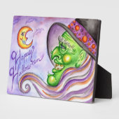 ハッピーハローウィングリーンウィッチアートサイン装飾 フォトプラーク (側面)