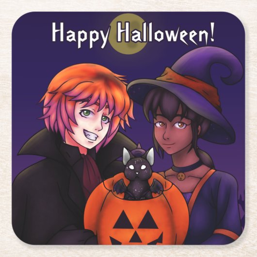 ハッピーハローウィンコスチューム スクエアペーパーコースター (正面)