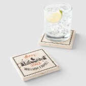 ハッピーハローウィンコンセプトタイポグラフィデザインテンプレート ストーンコースター (横)