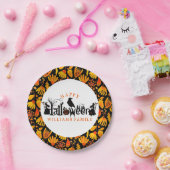 ハッピーハローウィンコンセプトタイポグラフィ ペーパープレート (パーティー)