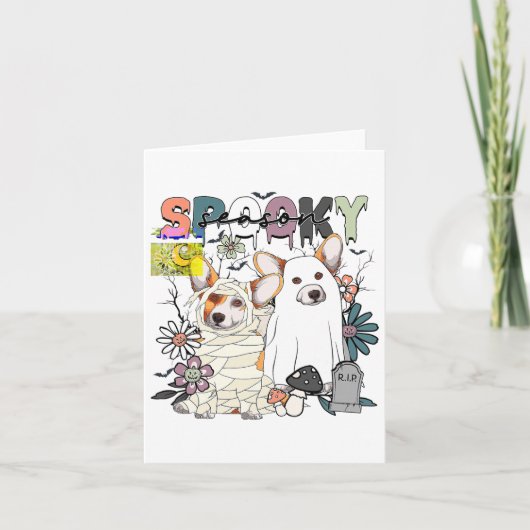 ハッピーハローウィンコーギ幽霊不気味シーズン秋オート カード (正面)