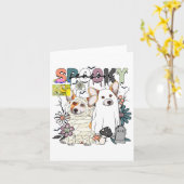 ハッピーハローウィンコーギ幽霊不気味シーズン秋オート カード (黄色い花)