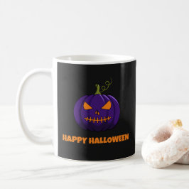 ハッピーハローウィンコーヒーマグと紫色のカボチャ コーヒーマグカップ
