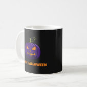ハッピーハローウィンコーヒーマグと紫色のカボチャ コーヒーマグカップ (正面左)