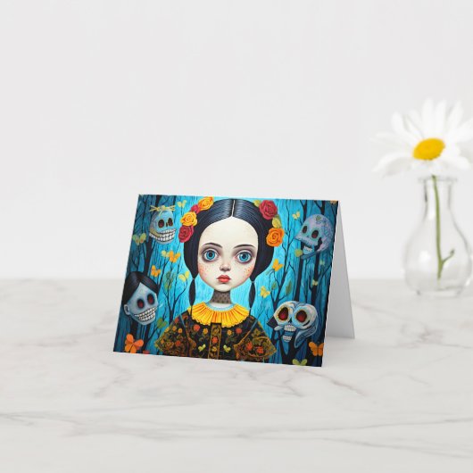 ハッピーハローウィンゴシックウィッチガールデザイン カード (小さな植物)