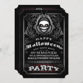 ハッピーハローウィンゴシックパーティー招待状 – イビルスカル 招待状 (正面/裏面)