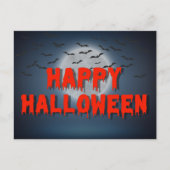 ハッピーハローウィンゴシック様式の不気味なこうもり満月血 ポストカード (正面)