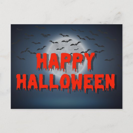 ハッピーハローウィンゴシック様式の不気味なこうもり満月血 ポストカード (正面)