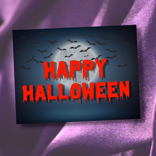 ハッピーハローウィンゴシック様式の不気味なこうもり満月血 ポストカード