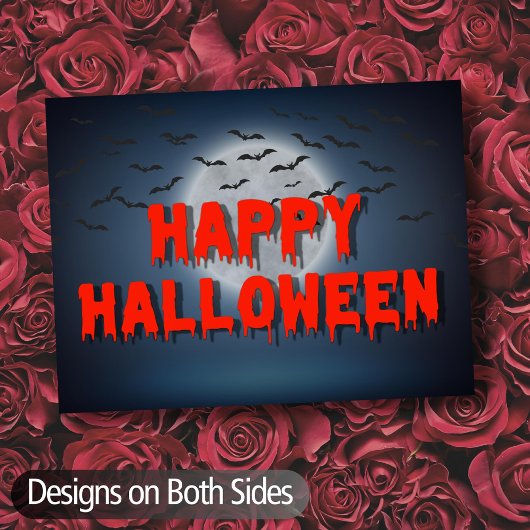 ハッピーハローウィンゴシック様式の不気味なこうもり満月血 ポストカード