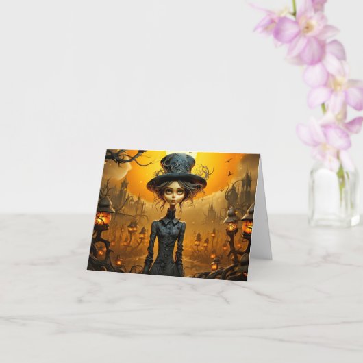 ハッピーハローウィンゴシック魔女デザイン カード (蘭)