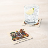 ハッピーハローウィンゴルデンドルドッグス スクエアペーパーコースター (インサイチュ)