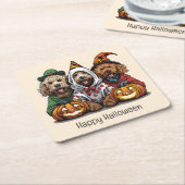 ハッピーハローウィンゴルデンドルドッグス スクエアペーパーコースター (アングル)